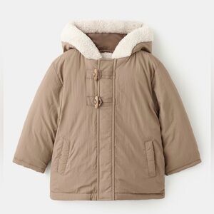 NWT Mango Kids Tan Hooded Jacket HOODED ANORAK WITH BUTTONS 5-6